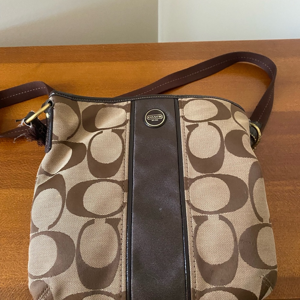 Coach Signature Brown and Black Bag